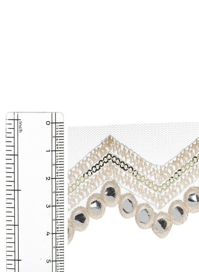 CORIOX Net Sequence Laces For Dresses, Sarees, Lehenga, Suits, Bags, Decorations, Borders. 9 Meter - Off White - Image 3